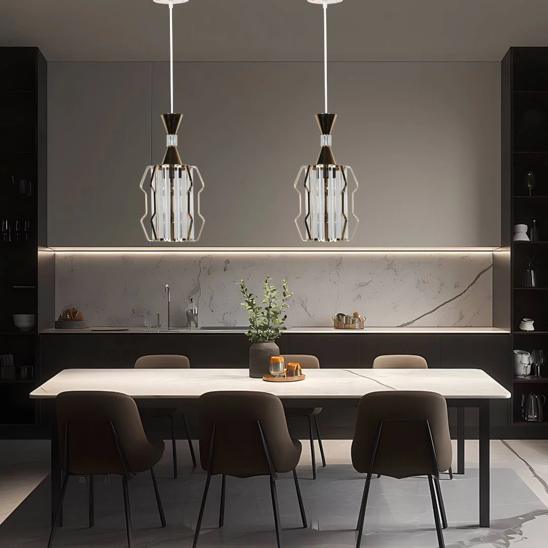 إضاءة معلقة مودرن باللون الذهبي بمقبس E27 للمبة واحدة