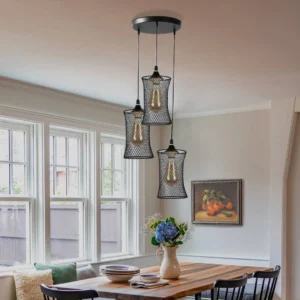 Modern black triple ceiling bracket with E27 socket