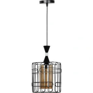 Modern black pendant lamp, single bulb (E27 plug)