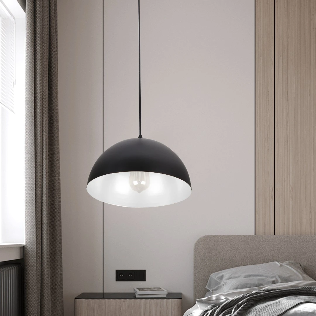 Modern black and white pendant chandelier, single E27 bulb