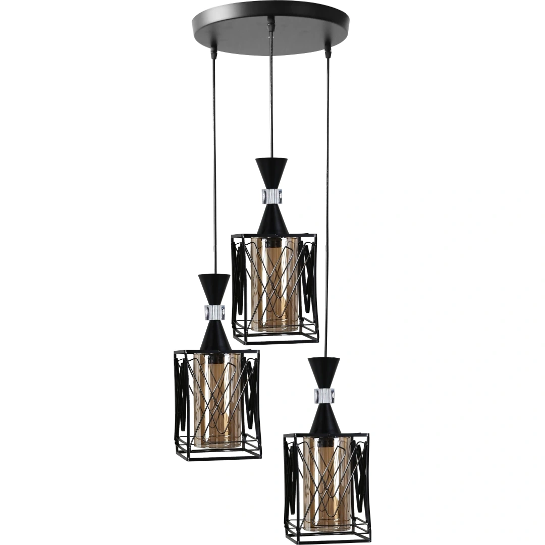 Modern black pendant lamp with three E27 bases