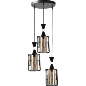 نجفة معلقة مودرن سوداء لثلاث لمبات E27