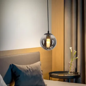 Modern black pendant lamp with E27 socket, single bulb