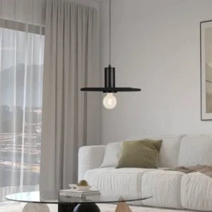 Modern black pendant light, single E27 bulb