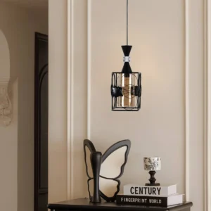 Modern black pendant lamp with E27 socket (one bulb)