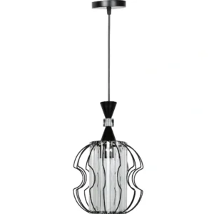 Modern black pendant lamp with E27 socket (one bulb)