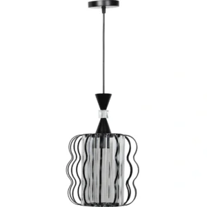 Modern black pendant light with E27 socket (one bulb)