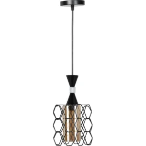Modern black pendant light with E27 socket (one bulb)
