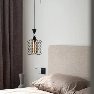 Modern black hanging bracket with E27 socket (one bulb)