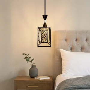 حامل مصباح معلق مودرن أسود بمقبس E27 (لمبة واحدة)