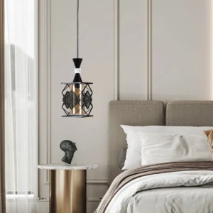 Modern black hanging bracket with E27 socket (single socket)