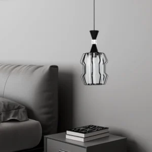 Modern black hanging light holder for E27 lamp (one bulb)