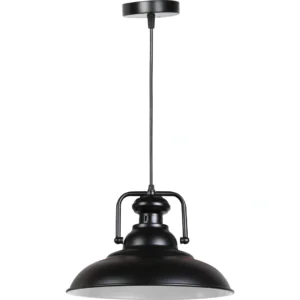 Modern black and white pendant lamp with E27 base (one bulb)
