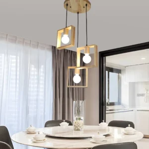 تعليقة سقف خشبية لثلاثة مصابيح E27