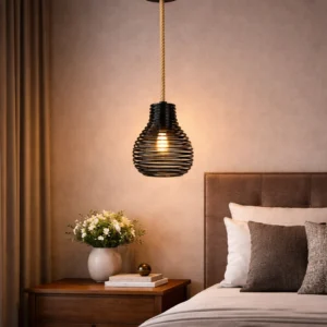 حامل إضاءة معلق مودرن أسود لمصباح E27 (مقبس واحد)