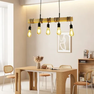 ثريا خشبية لخمس لمبات E27