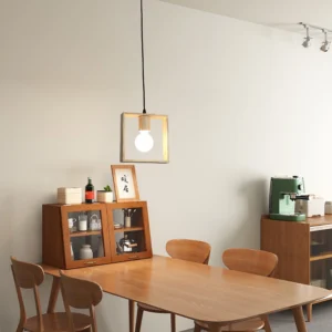 حامل إضاءة معلق خشبي مفرد بمقبس E27 (لمبة واحدة)