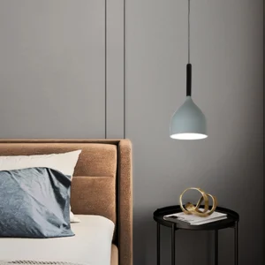 Modern gray and white pendant light, single E27 bulb — 17 cm diameter