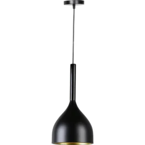 Modern black and gold pendant lamp — one E27 bulb, 17 cm diameter