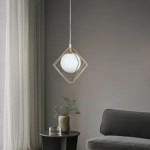 Modern gold chandelier, single E27 bulb