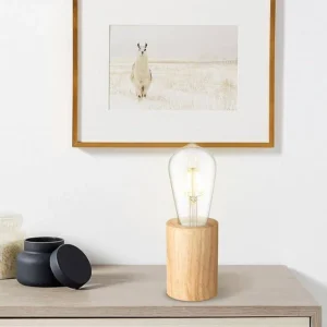 مصباح طاولة خشبي مع قاعدة E27 — ضوء ليلي ديكوري لغرفة النوم وغرفة المعيشة