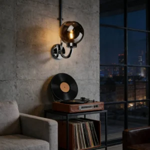 أبليك حائط مودرن فضي لمبة واحدة E27