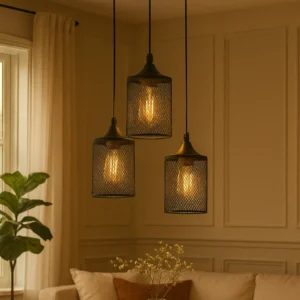 Modern black triple ceiling bracket with E27 socket