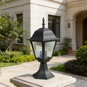 فانوس زجاجي أسود بمقبس E27