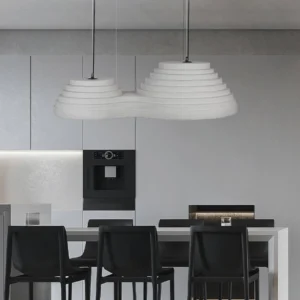 Modern gray pendant chandelier with 2 x E27 sockets, 1000 mm long