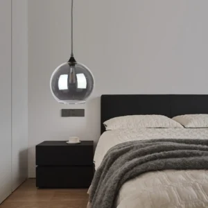 Modern black and gray pendant chandelier with an E27 socket and one bulb
