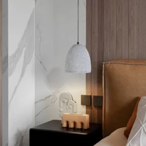 Modern gray pendant lamp with E27 base, single bulb, 200 mm diameter