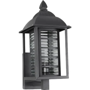 فانوس جداري خارجي بزجاج مقلم وحامل لمبة E27 — أسود