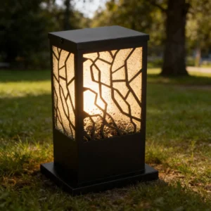 فانوس خارجي زجاجي أسود بمقبس E27