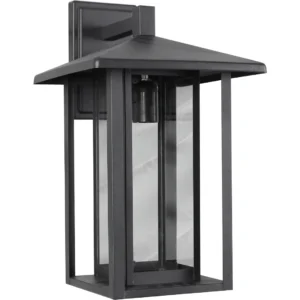 فانوس جداري خارجي صغير بزجاج شفاف وقاعدة لمبة E27 — أسود