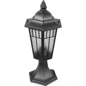 فانوس خارجي أسود بزجاج مثلج لمبة E27