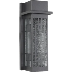 فانوس جداري خارجي أسود بزجاج مثلج لمبة E27 (موصى به)