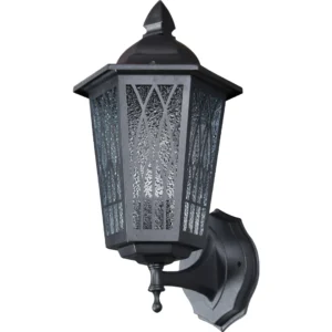 فانوس جداري خارجي أسود بزجاج مثلج لمبة E27