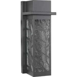 فانوس جداري خارجي أسود بزجاج مثلج ومقبس E27