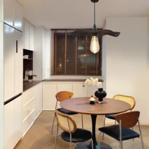 مصباح معلق خيزران أسود بمقبس E27 لُمبة واحدة — قطر 240 ملم