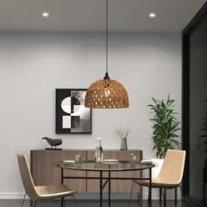 مصباح معلق من الخيزران بمقبس E27 — لمبة واحدة، قطر 240 مم