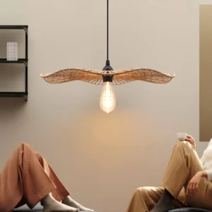 مصباح معلق من خيزران بمقبس E27 (لمبة واحدة)، قطر 240 ملم