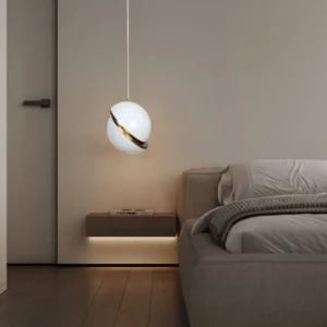 Modern chandelier in olive green with an E27 socket, one bulb — 25 cm diameter