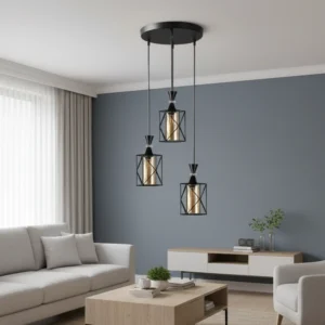 Black triple light holder for E27 bulbs (3 bulbs)