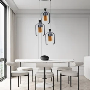 Modern black pendant chandelier for E27 x3 sockets