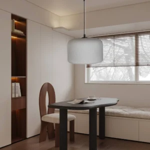 Modern gray hanging chandelier with an E27 socket for one bulb, 30 cm in diameter