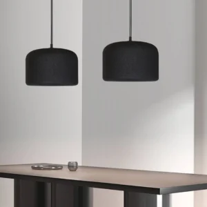 Modern single black pendant chandelier with E27 socket (one bulb) — 30 cm diameter