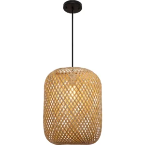 مصباح معلق من الخيزران بمقبس E27 (لمبة واحدة) — قطر 300 ملم