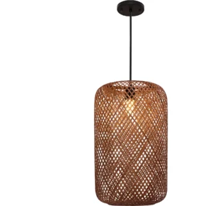 مصباح معلق من الخيزران بمقبس E27 للمبة واحدة — قطر 300 ملم