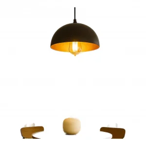 Modern black and gold pendant light with one bulb and an E27 socket