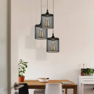 Modern triple black pendant light with E27 socket